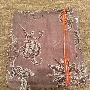 Gray and Orange Paisley Silk Scarf
